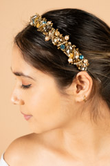 Gold and Blue Embellished Head Band5143 video
